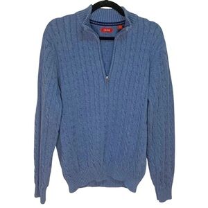 Men's Quarter Zip Sweater Blue Size Large